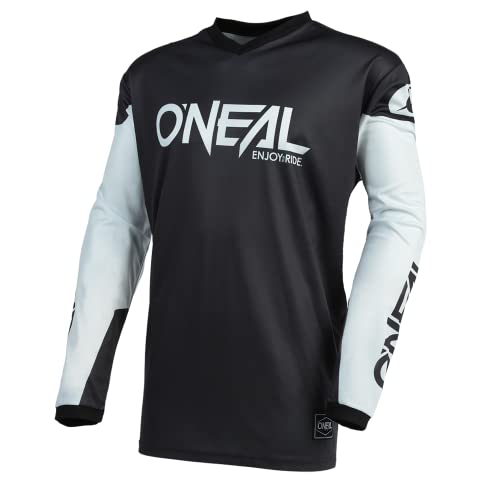 O'Neal | Maillot de Motocross | Enduro MX | Tejido Transpirable, protección Acolchada para los Codos, máxima Libertad de Movimiento | Maillot Element Threat | Adultos | Blanco Negro | Talla L