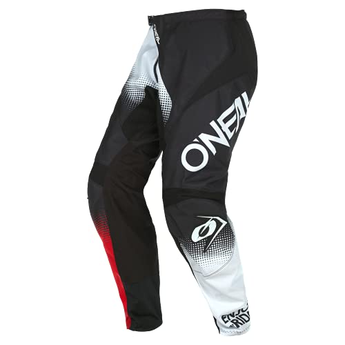 O'Neal | Pantalones de Motocross | Enduro MX | Máxima Libertad de Movimiento, diseño Ligero, Transpirable y Duradero | Pantalones Element Racewear V.22 | Adulto | Negro Blanco Rojo | Talla 40/56