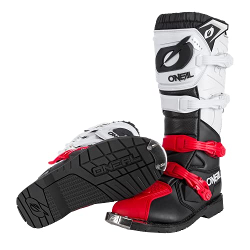 O'Neal Rider Pro Botas DE Motocicleta, Unisex-Adult, Negro/Blanco/Rojo, 44.5 EU