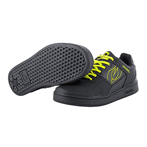 O'NEAL | Zapatillas de Bicicleta | MTB Downhill Freeride | Equilibrio Entre Agarre y posición del pie, Suela de Panal | Zapato de Pedal Plano con Clavos | Adultos | Negro Neón Amarillo | Talla 45