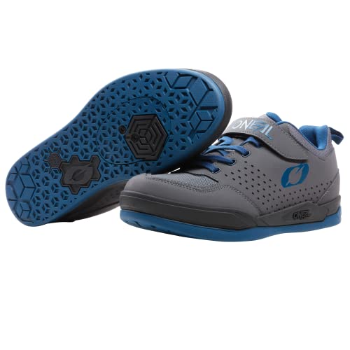 O'NEAL | Zapatillas Mountain Bike Downhill Freeride | Veganas | Suela Compatible con Placa de Pedal SPD, PU Duradero y Ligero, ventilaciones | Zapatilla Flow SPD V.22 | Adulto | Azul Gris | 39