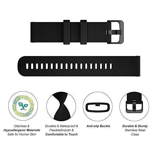 Onedream Correas Compatible para Garmin Vivoactive 3 Vivomove, Pulsera de Repuesto Band Deportivo Correa del Reloj Silicona Accesorios 20mm para Hombre y Mujer, Negro (Sin Reloj)