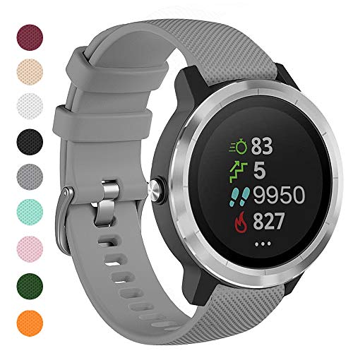 Onedream Correas Compatible para Garmin Vivoactive 4, Compatible con Samsung Galaxy Watch 3 45mm, Pulsera de Repuesto Band Deportivo Correa del Reloj Silicona Accesorios 22mm, Gris (Sin Reloj)