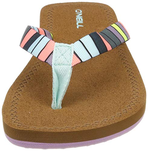 O'Neill Fw Woven Strap Sandals, Chanclas Mujer, Verde (Green AOP W/Pink or Purple 6940), 36 EU