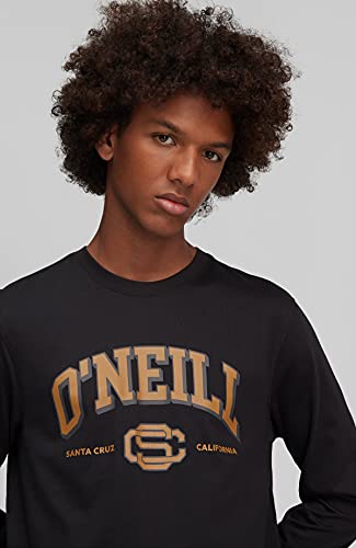 O'NEILL Surf State Longsleeve T-Shirt Langarmshirt mit Collegeprint Camiseta, Negro, Large para Hombre