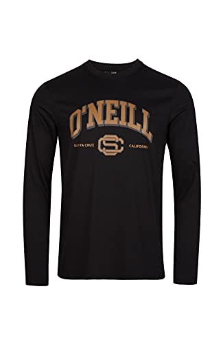 O'NEILL Surf State Longsleeve T-Shirt Langarmshirt mit Collegeprint Camiseta, Negro, Large para Hombre