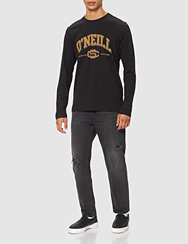 O'NEILL Surf State Longsleeve T-Shirt Langarmshirt mit Collegeprint Camiseta, Negro, Medium para Hombre