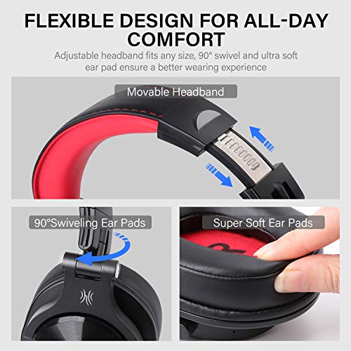 OneOdio A70 Auricurales Bluetooth Inalambricos 72H, Auriculares Cable de 3.5mm, Auriculares Diadema Cerrados 90° Ajustable con Puerto Compartido, para DJ Piano Guitarra Grabación y Monitorización AMP