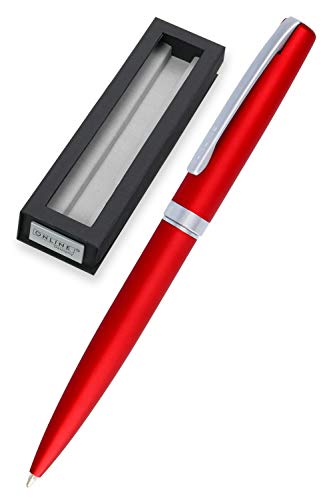 Online Bolígrafo con mecanismo de giro, metal, color rojo satinado, mina grande intercambiable, clip de metal, color de escritura negro, incluye paquete de regalo, 34641