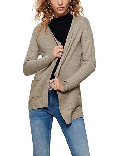 Only 15174274 Chaqueta Punto, Beige (Beige Detail: W. Melange), 40 (Talla del Fabricante: Medium) para Mujer