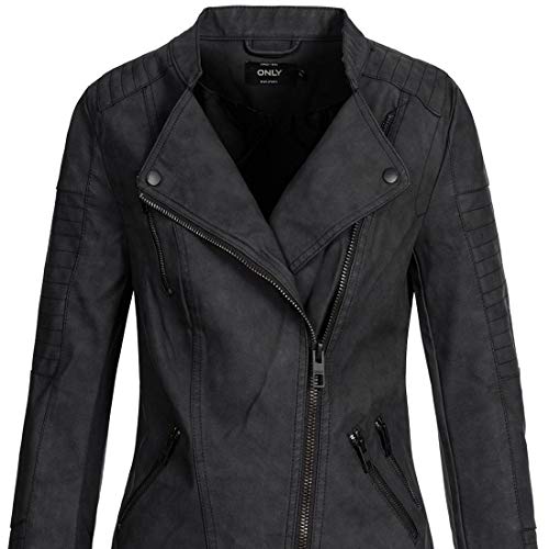 ONLY Onlava Pu Biker Otw Noos - Chaqueta para mujer, color negro, talla 38