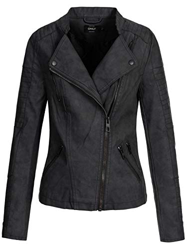 ONLY Onlava Pu Biker Otw Noos - Chaqueta para mujer, color negro, talla 38