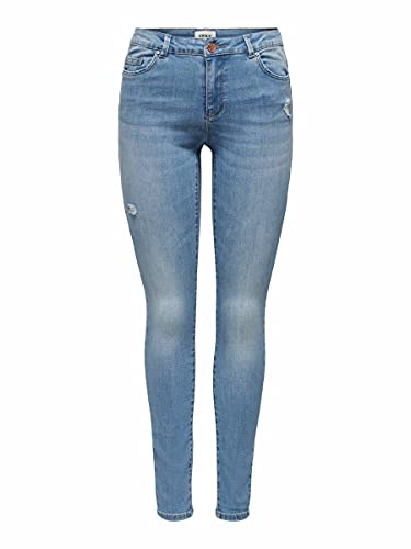 Only Onlwauw Life Mid SK DEST Bj759 Noos Jeans, Denim Light Medium Blue Denim, M para Mujer