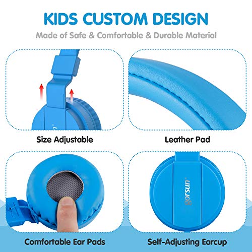 ONTA® Auriculares para Niños,Plegable Cómodos Auriculares Niños con Seguro Material,Auriculares Infantiles con Ligera Diadema,Estéreo Cerrados Cascos para Niños -Azul