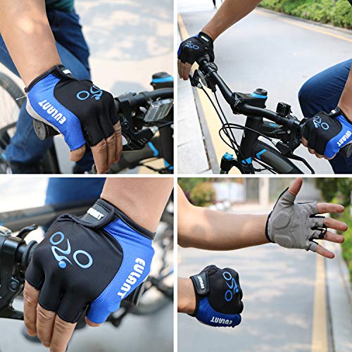 ONTYZZ Guantes de Bicicleta 1 Par Unisex Transpirable Antideslizante Guantes Deportivos Guantes Sin Dedos Azul/XL