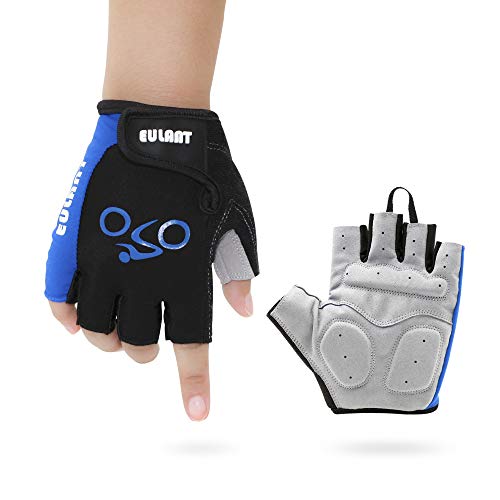 ONTYZZ Guantes de Bicicleta 1 Par Unisex Transpirable Antideslizante Guantes Deportivos Guantes Sin Dedos Azul/XL