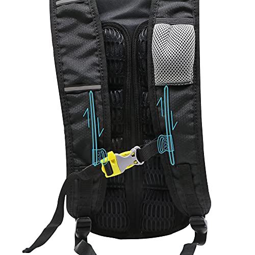 ONTYZZ Mochilas Ciclismo 12L Ligero MTB Mochila con Tira Reflectante Y Bolsa De Malla para Sujetar El Casco Mochila Senderismo Hidratación Mochila Negro