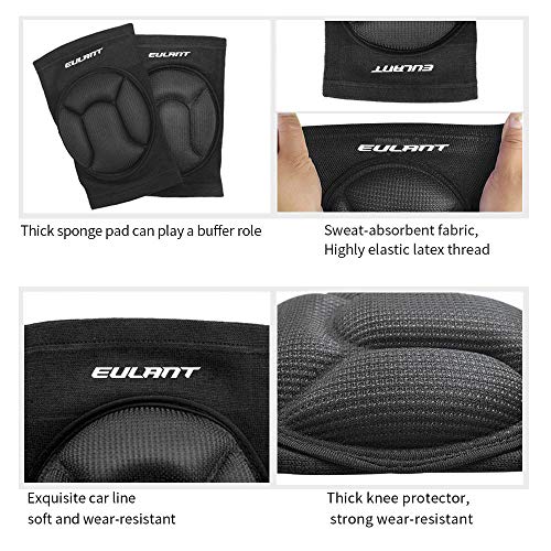 ONTYZZ Protección para la Rodilla Anti-colisión Engrosamiento Rodilleras Transpirables Alta Elasticidad Espesa Esponja Rodillera (1 par) al Voleibol Portero Fútbol Arrodillado Baile Hip Hop Negro/L