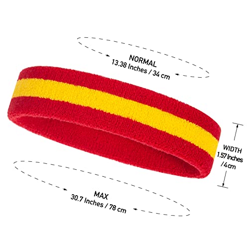 ONUPGO Juego de bandas para el sudor para niños - Banda deportiva de algodón para deportes (1 diadema + 2 pulseras) (rojo amarillo rojo)