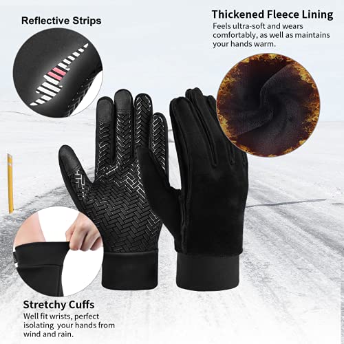 OOPOR Guantes Running Invierno Hombre Mujer - Guantes de Nieve Snowboard Pantalla Movil Táctil Impermeable Antideslizantes para frio ciclismo Esquí bici moto mtb para Regalos Originales Amigo Navidad