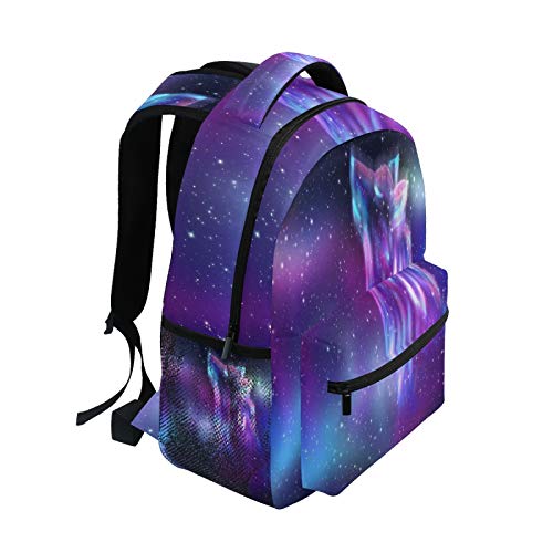 OOWOW Mochila escolar abstracta de galaxia lobo mochila ligera impermeable para portátil universitario mochila primaria bolsa de hombro grande para mujeres hombres niños adolescentes
