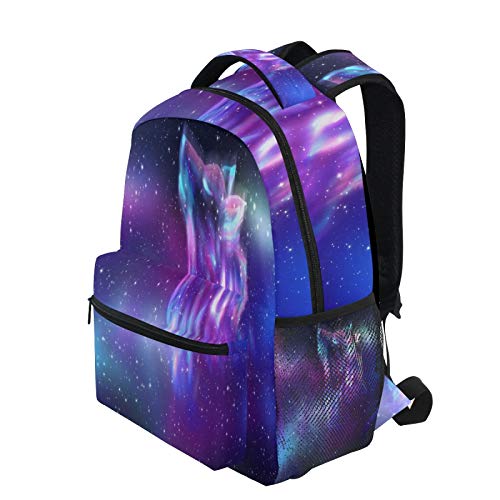 OOWOW Mochila escolar abstracta de galaxia lobo mochila ligera impermeable para portátil universitario mochila primaria bolsa de hombro grande para mujeres hombres niños adolescentes