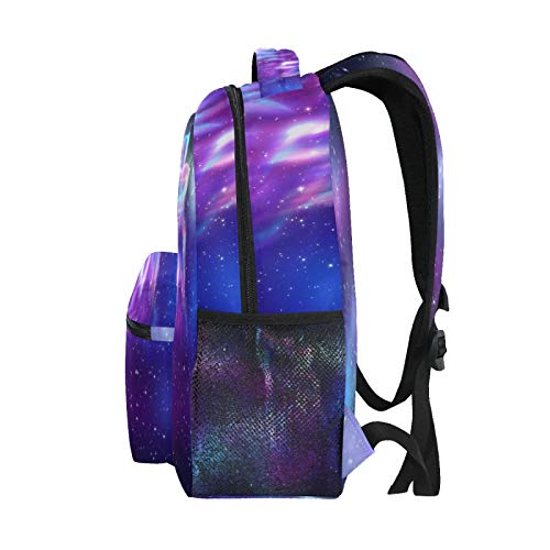 OOWOW Mochila escolar abstracta de galaxia lobo mochila ligera impermeable para portátil universitario mochila primaria bolsa de hombro grande para mujeres hombres niños adolescentes