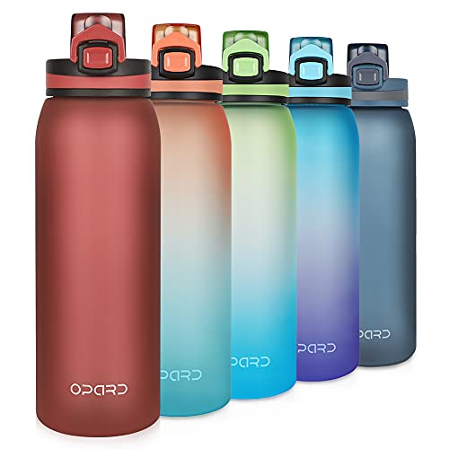 Opard Botella deportiva de 900 ml – Botella de agua de Tritan sin BPA, a prueba de fugas, para niños, deportes, fitness, bicicleta, fútbol, actividades al aire libre