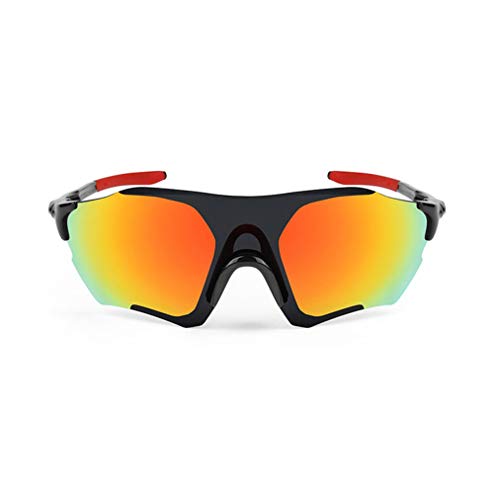 OPEL-R Gafas de Sol Hombre Sin Marco Polarizadas Oakley Jawbreaker, MTB Gafas de Ciclismo a Prueba de Viento TR90 para Deportes al Aire Libre,Blackred