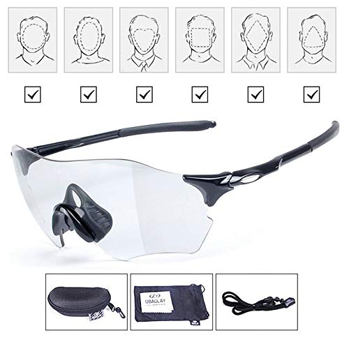 OPEL-R Gafas de Sol Hombre Sin Marco Polarizadas Oakley Jawbreaker, MTB Gafas de Ciclismo a Prueba de Viento TR90 para Deportes al Aire Libre,Blackred