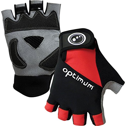 OPTIMUM Cycling Guantes de BMX Hawkley Half Finger Boy-Negro/Rojo/Pequeño, niño, XXS