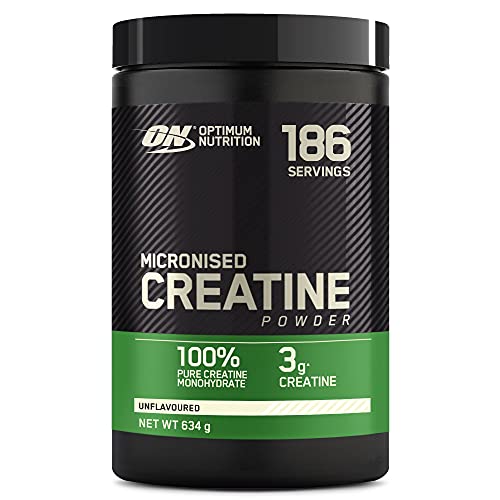 Optimum Nutrition Creatina Monohidrato Micronizada, Creatina en Polvo, Suplementos Deportivos para Rendimiento, Sin Sabor, 186 Porciones, 634g, Embalaje Puede Variar