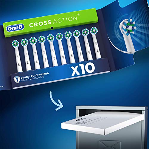 Oral-B CrossAction Cabezales De Recambio Tamaño Buzón, Pack de 10 Recambios Originales para Cepillos de Dientes Eléctricos