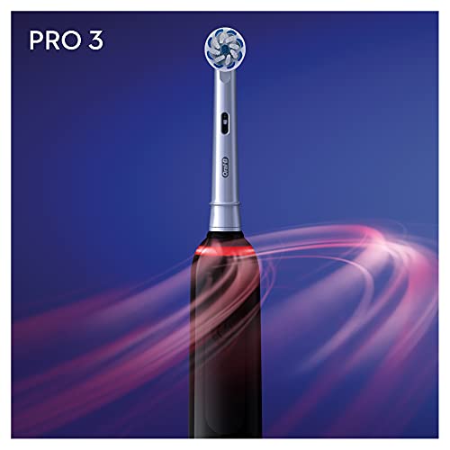 Oral-B Pro 3 3000 Cepillo Eléctrico de Dientes + 1 Mango con Sensor de Presión Visible, 1 Cabezal de Recambio, Negro y Blanco, Diseñado por Braun