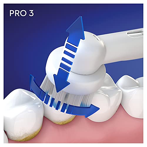 Oral-B PRO 3 Cepillo de Dientes Eléctrico con Mango Recargable y Sensor de Presión, Tecnología Braun y 1 Cabezal de Recambio, 3000 - Blanco