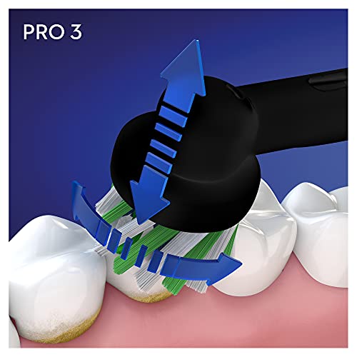 Oral-B PRO 3 Cepillos de Dientes Eléctricos (Pack de 2) con 2 Mangos Recargables, Tecnología Braun y 2 Cabezales de Recambio, Sensor de Presión Visible, 3900 - Rosa/Negro