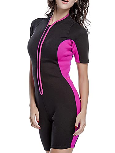 ORANDESIGNE Traje Neopreno Traje de Baño De una Pieza Mujer Hombres Traje Neopreno 3mm Shorts Buceo Traje de Surf Kitesurf Snorkel Triatlón C Rosa S