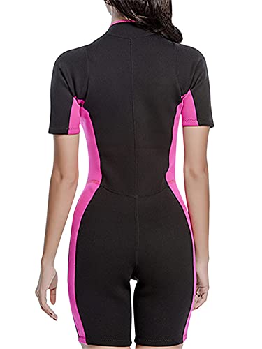 ORANDESIGNE Traje Neopreno Traje de Baño De una Pieza Mujer Hombres Traje Neopreno 3mm Shorts Buceo Traje de Surf Kitesurf Snorkel Triatlón C Rosa S