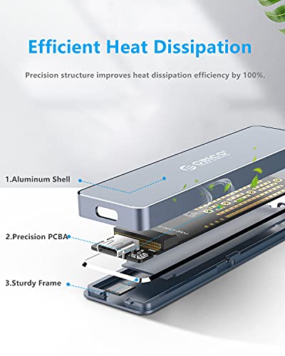 ORICO Carcasa NVMe SSD M.2 Caja Aluminio, Ultra-Slim PCIe NVMe M-Key a USB3.1 Gen2 Tipo-C 10Gbps Disco Duro Externo, hasta 2TB para Samsung 970 EVO / 970 Pro/Crucial P1 / WD Negro SN750 y más - Gris