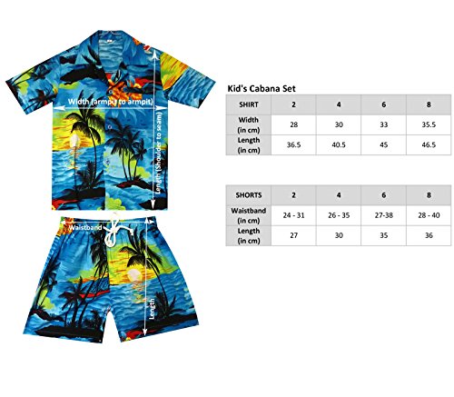 Original King Kameha | Camisa y pantalones hawaianos Funky | 2 piezas Cabana Set | Niños | 2 – 8 años | Estampado Hawaii | Palmen playa | Naranja naranja 2 Años