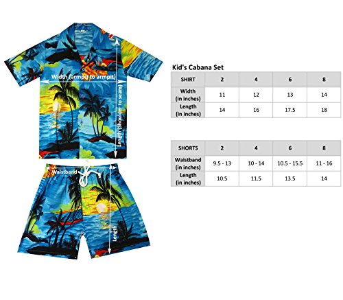 Original King Kameha | Camisa y pantalones hawaianos Funky | 2 piezas Cabana Set | Niños | 2 – 8 años | Estampado Hawaii | Palmen playa | Naranja naranja 2 Años