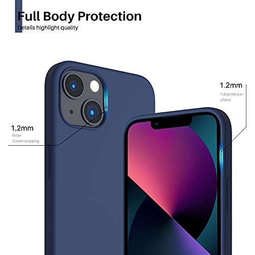 ORNARTO Funda Silicone Case Compatible con iPhone 13, Protección de Cuerpo Completo,Carcasa de Silicona Líquida Suave Antichoque Case para iPhone 13 (2021) 6,1-Azul Marino