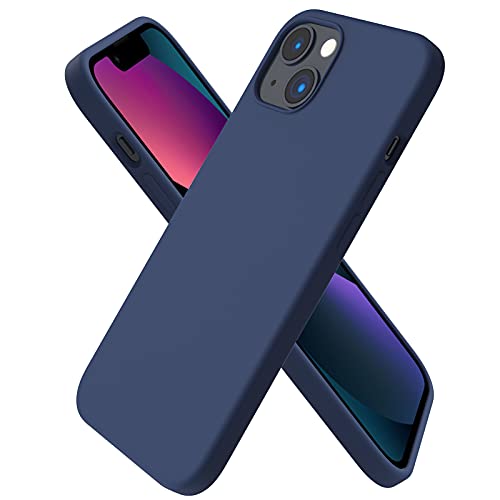 ORNARTO Funda Silicone Case Compatible con iPhone 13, Protección de Cuerpo Completo,Carcasa de Silicona Líquida Suave Antichoque Case para iPhone 13 (2021) 6,1-Azul Marino