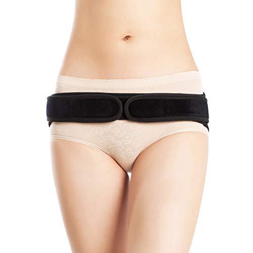 Ortesis de pelvis, cinturón de contracción pélvica, recuperación postparto, cinturón negro de estiramiento de tela de fibra de alto estiramiento para mujeres embarazadas (23.6-39.4in)(One size-Negro)