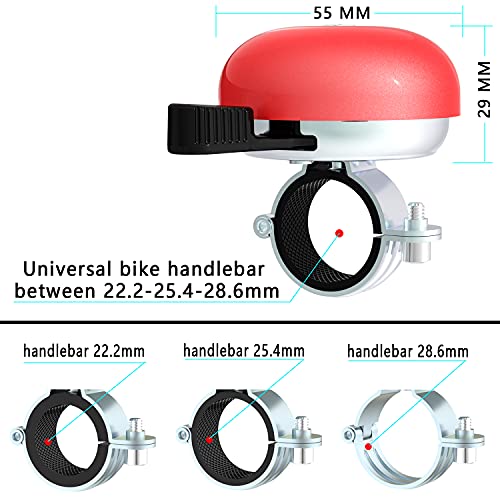 ORYXBOOST Bike Bell Classic Beach Cruiser Timbre de bicicleta para adultos, se adapta a manillar de 0.87 a 1.12 pulgadas, mano derecha, color rojo