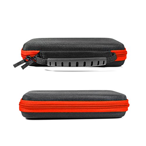 Orzly Funda 2DSXL, Transportar New 2DS XL - Funda Dura de Viaje para Llevar la Nueva Consola Nintendo 2DS XL con Ranuras para Juegos y Bolsillo con Cremallera – Rojo sobre Negro