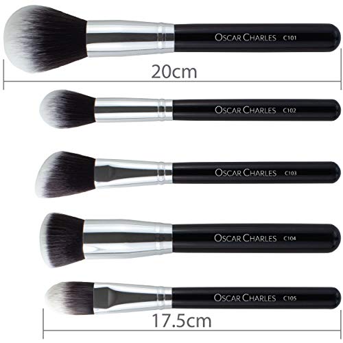 Oscar Charles Set de Brochas de Maquillaje Profesional de 17 Piezas : Brochas y Pinceles de Maquillaje, estuche de pincel de maquillaje, esponja de belleza, Limpiador, Guía de producto