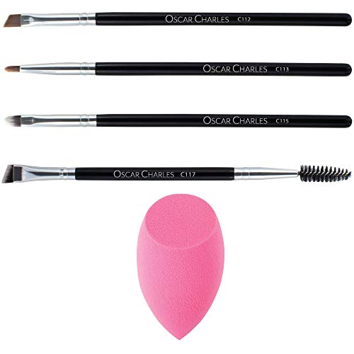 Oscar Charles Set de Brochas de Maquillaje Profesional de 17 Piezas : Brochas y Pinceles de Maquillaje, estuche de pincel de maquillaje, esponja de belleza, Limpiador, Guía de producto