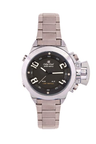 Oskar Emil Sigma Black - Reloj de Cuarzo para Hombre, Correa de Acero Inoxidable Color Plateado