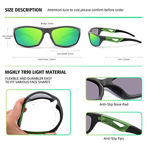 OSLOB polarizado gafas de sol deportivas para las mujeres hombres que completan operando de conducción gafas de protección uv st003 (gry)